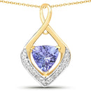 0.96 Carat Genuine Tanzanite and White Topaz .925 Sterling Silver Pendant-1