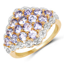 14K Yellow Gold Plated 1.60 Carat Genuine Tanzanite .925 Sterling Silver Ring-1