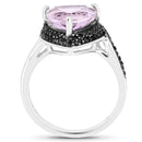 3.53 Carat Genuine Pink Amethyst and Black Spinel .925 Sterling Silver Ring-2