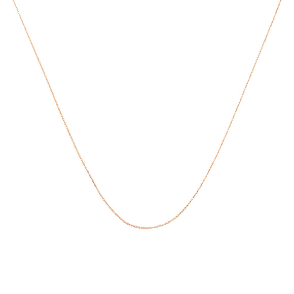Solid 10K Yellow Gold 0.5mm Slim and Dainty Unisex 18" Rope Chain Necklace