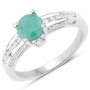 1.22 Carat Genuine Emerald and White Topaz .925 Sterling Silver Ring-1