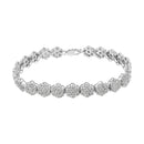 .925 Sterling Silver 2.0 cttw Diamond 7 Stone Floral Cluster Link Bracelet (I-J Color, I3 Clarity) -7.25"-2