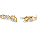 10k Yellow Gold 2.00 Cttw Diamond Cluster and Alternating "X" Link Bracelet (I-J Color, I3 Clarity) - 7"-2