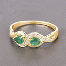 0.35 Carat Genuine Zambian Emerald and White Diamond 14K Yellow Gold Ring-4