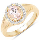1.30 Carat Genuine Morganite and White Topaz .925 Sterling Silver Ring-1