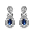 .925 Sterling Silver 4.5 x 3mm Pear Sapphire Gemstone and Diamond Accent Infinity Drop Stud Earrings (H-I Color, SI1-SI2 Clarity)-1
