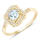 0.46 Carat Genuine Aquamarine and White Diamond 14K Yellow Gold Ring-5