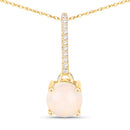 0.53 Carat Genuine Ethiopian Opal and White Diamond 10K Yellow Gold Pendant-2