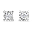 .925 Sterling Silver 1.0 Cttw Round Brilliant-Cut Diamond Miracle-Set Solitaire Stud Earrings (H-I Color, I2-I3 Clarity)-1