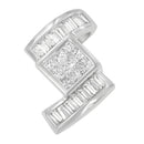 14K White Gold 1 2/5 cttw Princess and Baguette Cut Diamond Zig Zag Pendant Necklace (H-I, SI1-SI2)-2