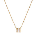 10K Yellow Gold 1/10 Cttw Round and Baguette Diamond Mosaic Composite Square 18" Inch Pendant Necklace (H-I Color, I1-I2 Clarity)-1