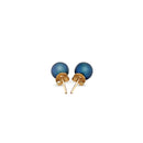 14k Yellow Gold Cultured Black Pearl Stud Earrings (7.0 mm)-2