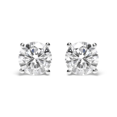 IGI Certified 14K White Gold 5.00 Cttw Round Brilliant-Cut Lab Grown Diamond Classic 4-Prong Stud Earrings with Screw Backs (F-G Color, SI1 Clarity)