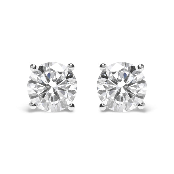 IGI Certified 14K White Gold 5.00 Cttw Round Brilliant-Cut Lab Grown Diamond Classic 4-Prong Stud Earrings with Screw Backs (F-G Color, SI1 Clarity)