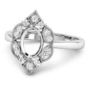 0.20 Carat Genuine White Diamond 14K White Gold Semi Mount Ring - holds 8x6mm Oval Gemstone-4