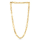 14k Yellow Gold Italian Alternating Paperclip Round Links Chain Necklace-1