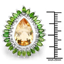 7.02 Carat Genuine Citrine and Chrome Diopside .925 Sterling Silver Ring-3