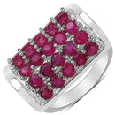 3.01 Carat Genuine Ruby & White Diamond .925 Sterling Silver Ring-1