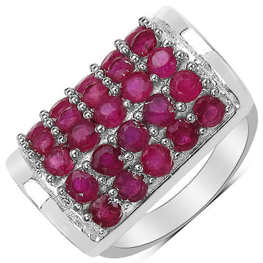 3.01 Carat Genuine Ruby & White Diamond .925 Sterling Silver Ring