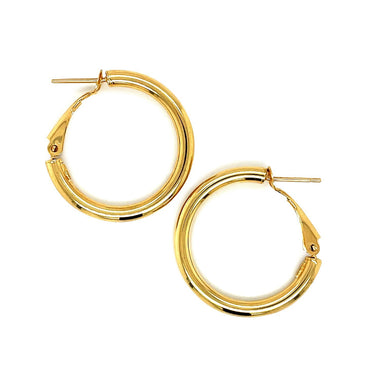 14k Yellow Gold High Polish  Hoop Earrings (0.78 inch Diameter) - 0
