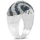 1.34 Carat Genuine Blue Diamond & White Diamond .925 Sterling Silver Ring-2