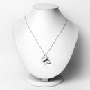 0.56 Carat Genuine Blue Sapphire and White Zircon .925 Sterling Silver Necklace-2