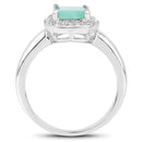 1.73 Carat Genuine Emerald & White Topaz .925 Sterling Silver Ring-2