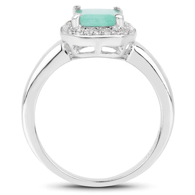 1.73 Carat Genuine Emerald & White Topaz .925 Sterling Silver Ring - 0
