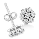 14K White Gold 1/2 Cttw Prong Set Round-Cut Diamond Flower Stud Earring (H-I Color, I1-I2 Clarity)-4