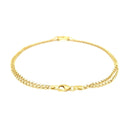 10k Yellow Gold Double Rolo Chain Anklet with an Open Heart Station-3