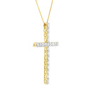 10K Yellow Gold Plated .925 Sterling Silver 4.0 Cttw Round Cut Diamond Cross Pendant Necklace (J-K Color, I1-I2 Clarity) - 18"-3