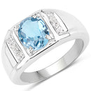 2.18 Carat Genuine London Blue Topaz and White Topaz .925 Sterling Silver Ring-1