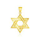 14k Yellow Gold Textured Star of David Pendant-1
