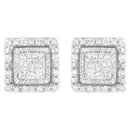 10K White Gold 1/2 cttw Invisible Set Princess-Cut Diamond Square Stud Earring (I-J Color, I1-I2 Clarity)-1