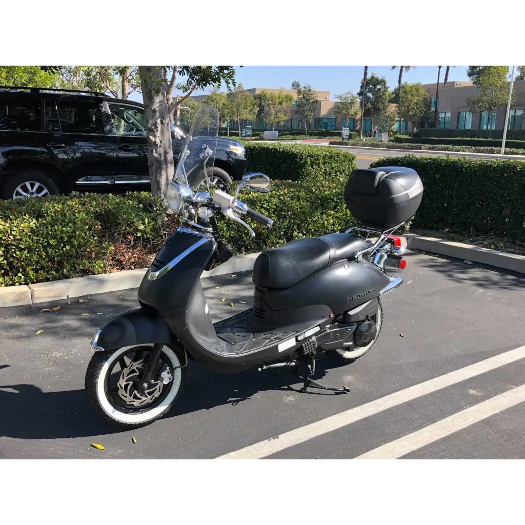 Deluxe Motorcycle Cover with Back Rack Trunk Pouch (XL) Black