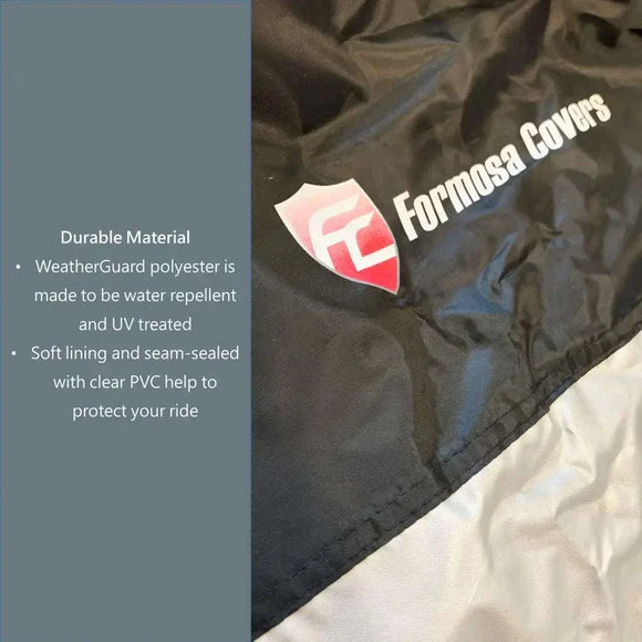 Deluxe Motorcycle Cover with Back Rack Trunk Pouch (XL) Black