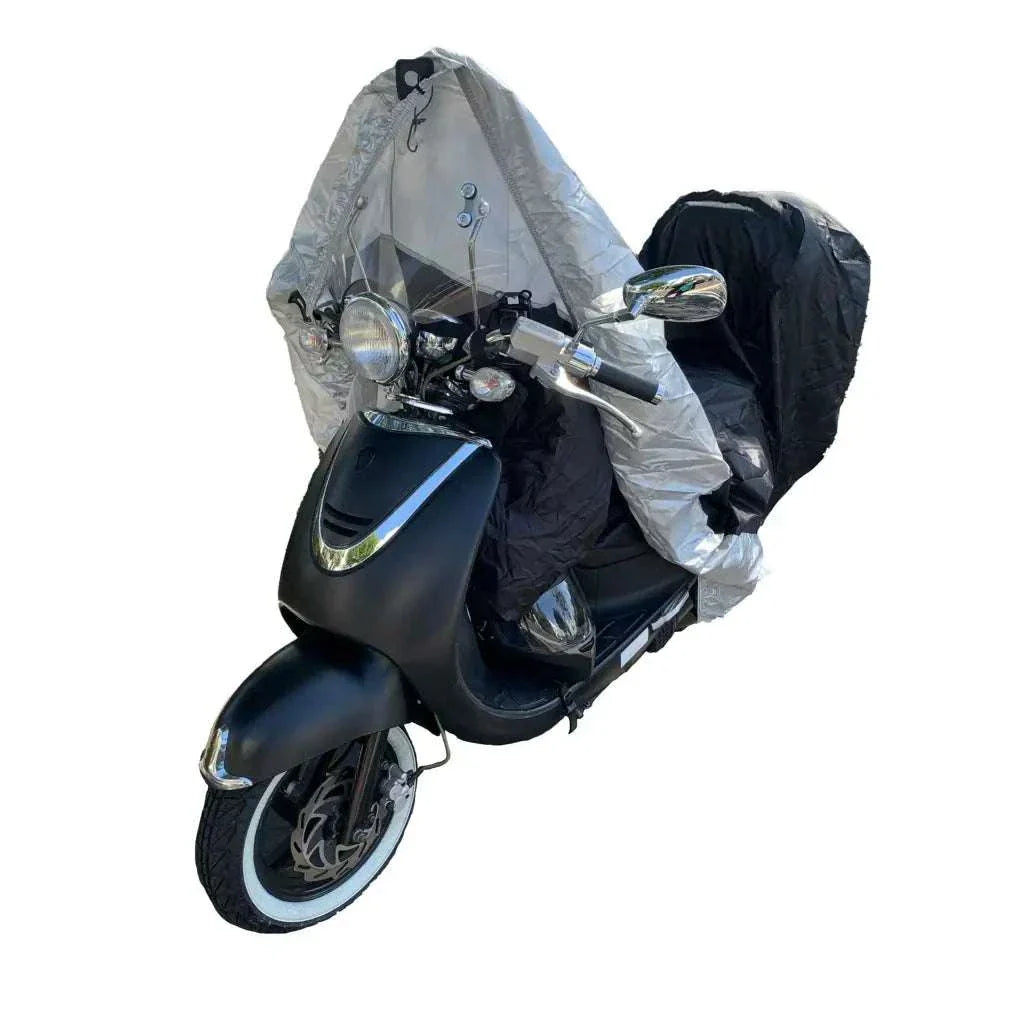 Deluxe Motorcycle Cover with Back Rack Trunk Pouch (XL) Black