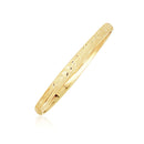 10k Yellow Gold Dome Childrens Diamond Cut Florentine Bangle-1
