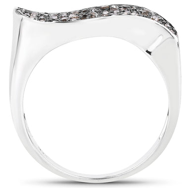 0.21 Carat Genuine Champagne Diamond .925 Sterling Silver Ring - 0