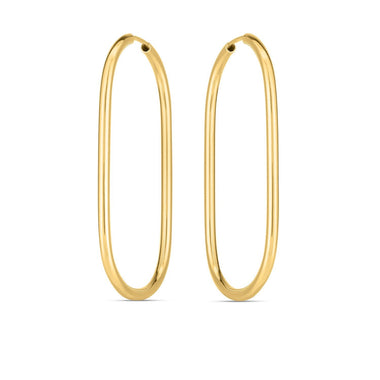 14k Yellow Gold Endless Large Paperclip Hoop Earrings - 0