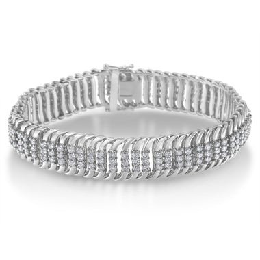 14K White Gold 5.0 Cttw Round Brilliant Cut Diamond 7" S Wave Serpentine Tennis Bracelet (H-I Color, I1-I2 Clarity) - 0