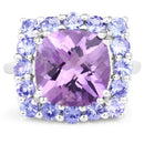 6.63 Carat Genuine Amethyst and Tanzanite .925 Sterling Silver Ring-3