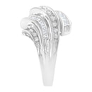 10K White Gold Round and Baguette Cut Diamond Channel Ring (3/4 Cttw, H-I Color, SI2-I1 Clarity) - Size 7-5