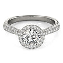 14k White Gold Halo Diamond Engagement Ring with Pave Band (1 1/3 cttw)-2