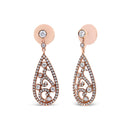 18K Rose Gold 1 1/4 Cttw Diamond Teardrop Shaped Drop and Dangle Screw Back Stud Earring (F-G Color, VS1-VS2 Clarity)-3