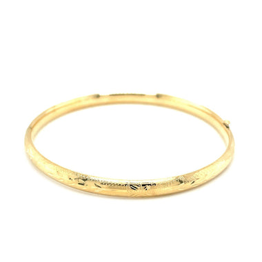 10k Yellow Gold Botanical Pattern Florentine Bangle - 0