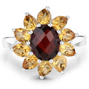 5.50 Carat Genuine Garnet and Citrine .925 Sterling Silver Ring-3
