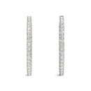 Oval Shape Two Sided Diamond Hoop Earrings in 14k White Gold (2 cttw)-4