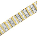 14K Yellow Gold 5.50 Cttw Round and Baguette Diamond Link Bracelet-4