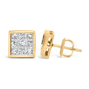 14K Yellow Gold 1.0 Cttw Princess Cut Diamond Composite Stud Earrings with Screw Backs (J-K Color, SI1-SI2 Clarity)-3